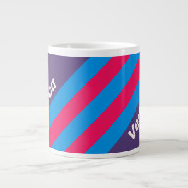 Grande Tasse Retro Electric Grape Stripes with Name