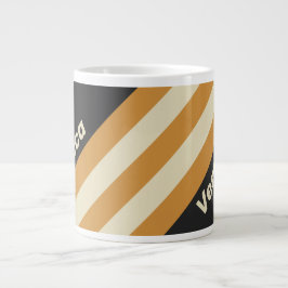 Grande Tasse Retro Golden Horizon Stripes with Name
