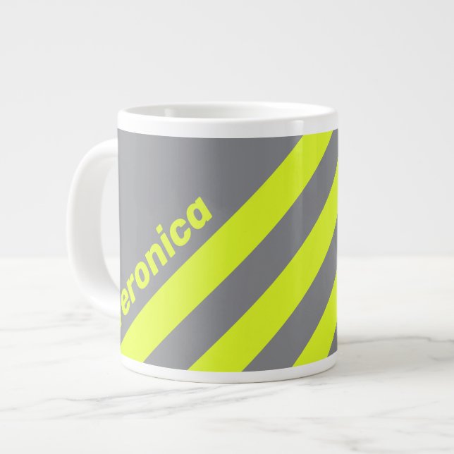 Grande Tasse Retro HI VIS Three Stripes with Name (Devant gauche)