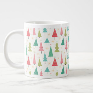 Grande Tasse Retro Joyeux arbres de Noël Fun Motif de vacances