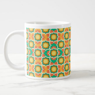Grande Tasse Rétro Méditerranéen Orange Vert Jaune Blanc