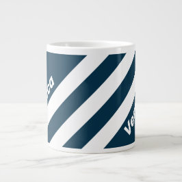 Grande Tasse Rétro Navy Trois Bandes avec Nom