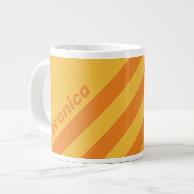 Grande Tasse Retro Orange Groove Three Stripes with Name (Devant gauche)