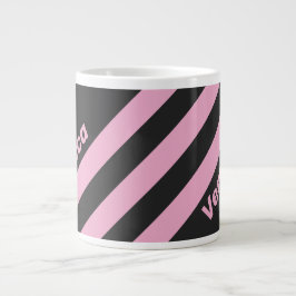 Grande Tasse Retro Pink Night Three Stripes with Name