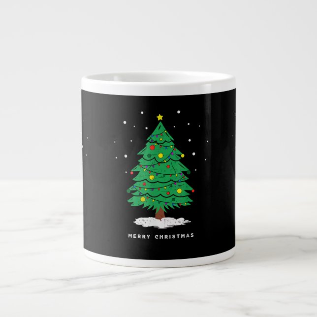 Grande Tasse Retro Santa Merry Christmas Tree Lights (Devant)