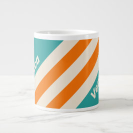 Grande Tasse Retro Sea Breeze Vibe Stripes with Name