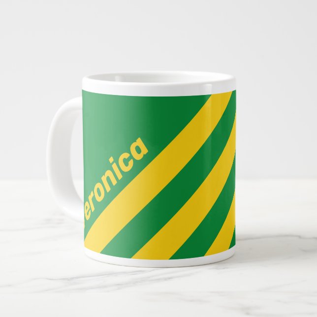 Grande Tasse Retro Tropical Palm Three Stripes with Name (Devant gauche)