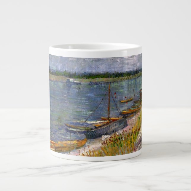 Grande Tasse Rivière avec bateaux à rames par Vincent van Gogh (Devant)