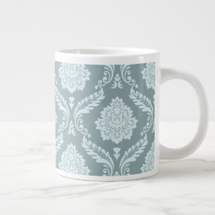 Grande Tasse Rococo Damassé Grand Motif Œuf de Canard Bleu+Turq