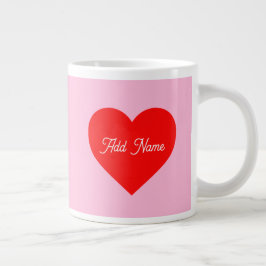 Grande Tasse Romantique Coeur Rouge Pastel Rose Personnalisé