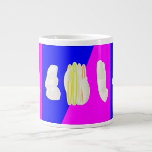 GRANDE TASSE ROSE ART ABSTRAIT ET BLEU ROYAL