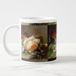Grande Tasse Rose blanche et violettes au bord du bois