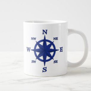 Grande Tasse rose Compass 8 points, bleu marine