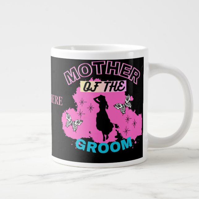 Grande Tasse Rose et Noir Silhouette Maman Belle-Mère du Marié (Droite)