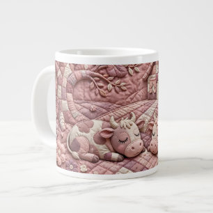 Grande Tasse Rose Poussiéreux Scène Champêtre Patchwork de Vach