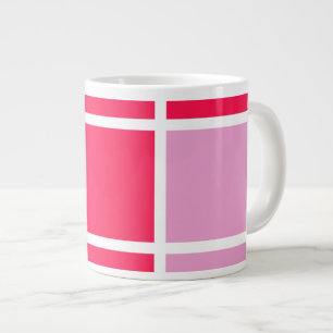 Grande Tasse Rose rose blanc lignes carrés géométrique