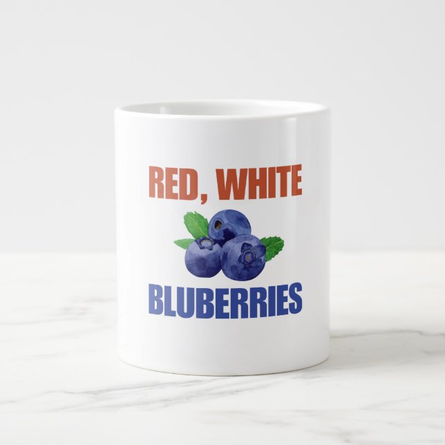 Grande Tasse Rouge, blanc et bleuets (Devant)