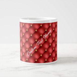 Grande Tasse Rouge Diamant Or Tufé Custom Texte Mug Café