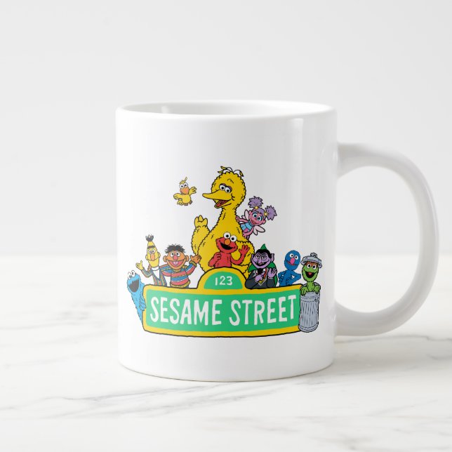 Grande Tasse Rue Sésame | Couleur complète avec Pals (Droite)