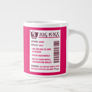 Grande Tasse Sacs Lug Prescription Vin et Mug de café rose chau