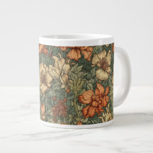 Sage Vert + Orange Floral Vintage Rétro 