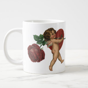 Grande Tasse Saint-Valentin Vintage Chérubin et Rose Victorienn