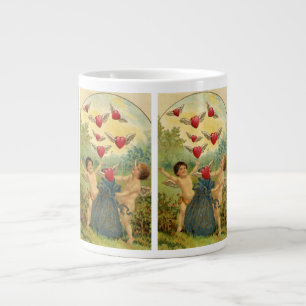 Grande Tasse Saint-Valentin vintage, cœurs de chérubins victori