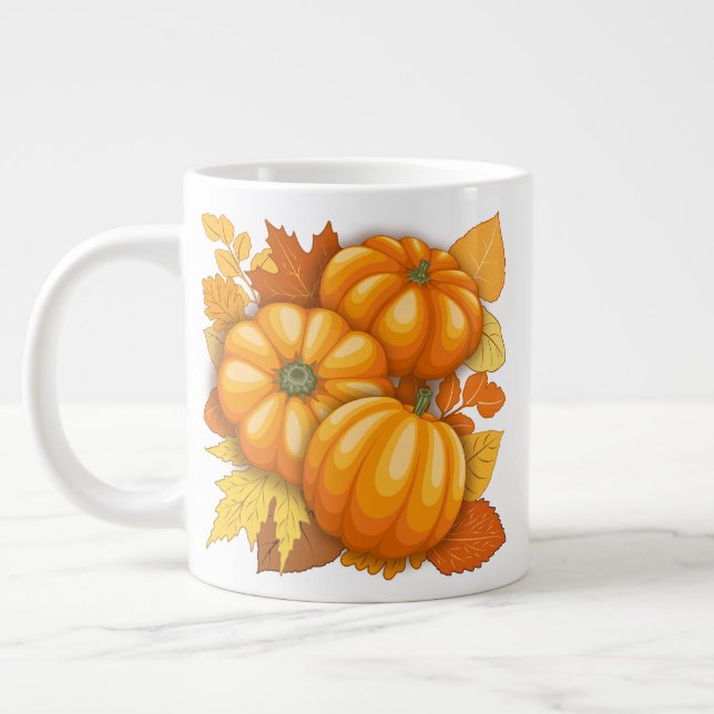 Grande Tasse Saison d'automne Halloween Citrouille Motif (Gauche)