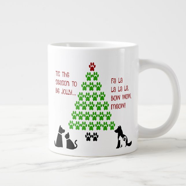 Grande Tasse Saison de l'arbre de Noël Empreinte de patte (Droite)
