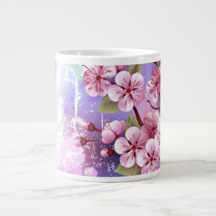 Grande Tasse Sakura rose sur la peinture Arrière - plan