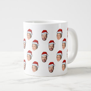 Grande Tasse Santa Hat Personnalisé Visage 2 Photo Cadeau de No