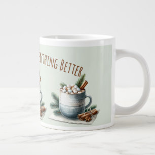 Grande Tasse Scène de guimauve de cacao hivernal cosy