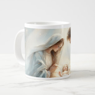 Grande Tasse Scène de la Nativité de la Sainte Famille radieuse