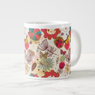 Grande Tasse Schéma floral de style rétro 4