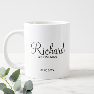 Grande Tasse Script moderne Personnalisé Groomsman Coffee Mug