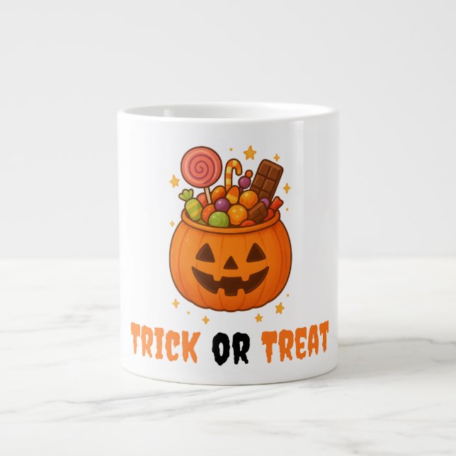 Grande Tasse Seau citrouille plein de sucré - Halloween (Devant)