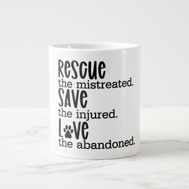 Grande Tasse Secourir Sauver l'amour Abus animal Café Mug (Devant)