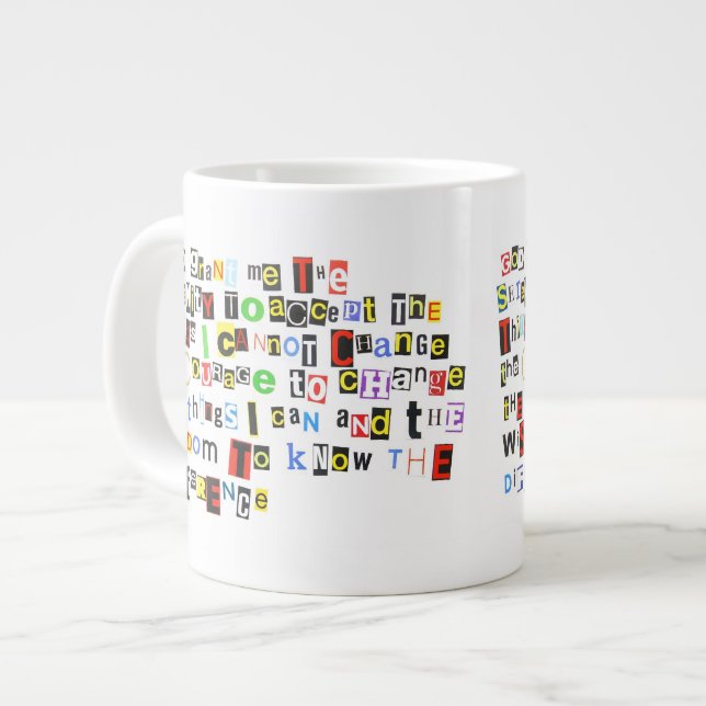 Grande Tasse Sérénité Prière Ransom Style de note (Devant gauche)