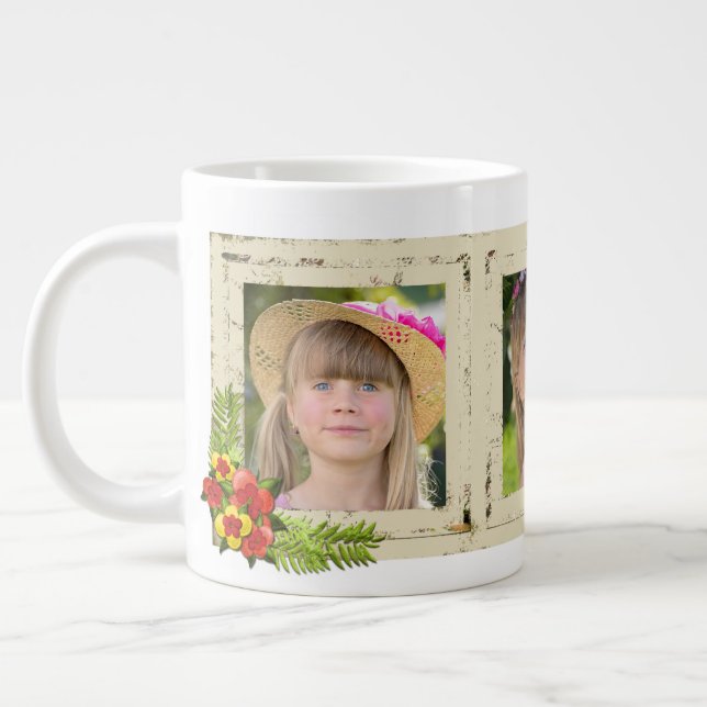Grande Tasse Shabby Chic Three Photo Specialty Mug (Gauche)