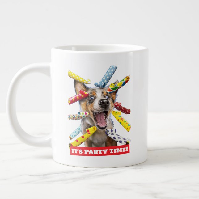 Grande Tasse Sifflets de fête pour chien heureux (Gauche)