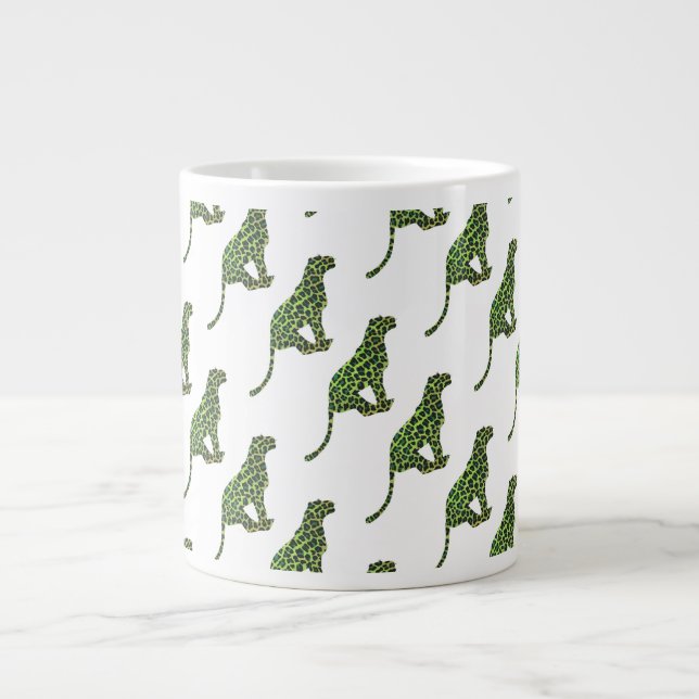 Grande Tasse Silhouette léopard noir et vert (Devant)