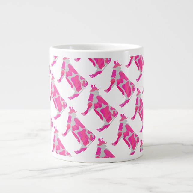 Grande Tasse Silhouette rose et blanche de vache (Devant)