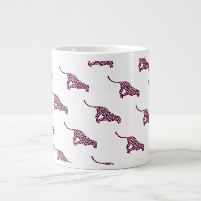 Grande Tasse Silhouette rose et léopard noir (Devant)
