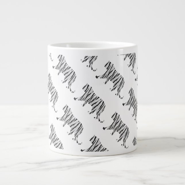 Grande Tasse Silhouette Tiger noir et blanc (Devant)