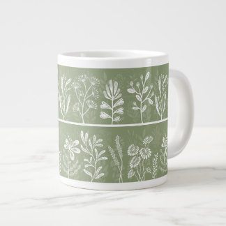 Grande Tasse Silhouettes botaniques fantaisistes vert mousse