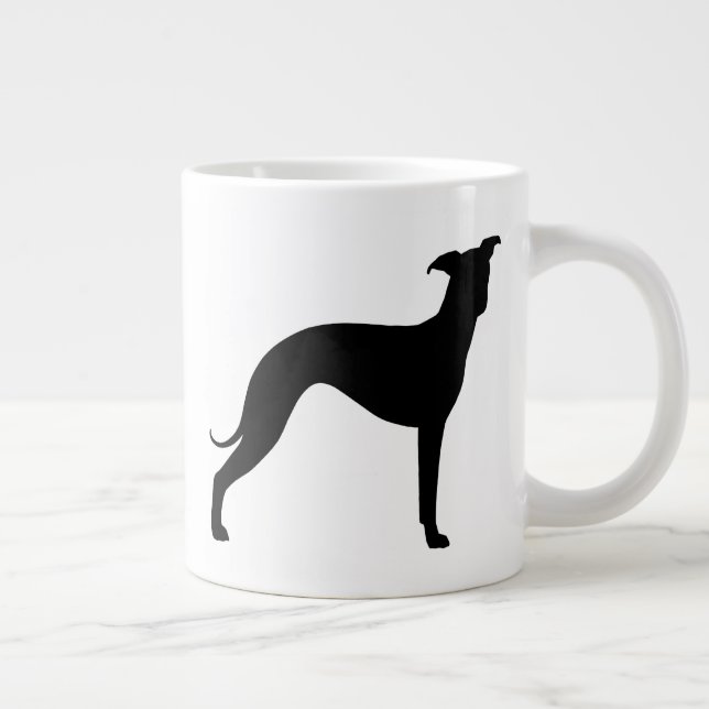 Grande Tasse Silhouettes de chien gris italien Iggies (Droite)