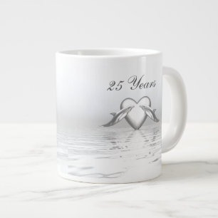 Grande Tasse Silver Anniversary Dolphins et Heart