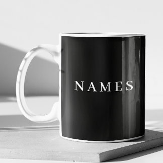 Grande Tasse Simple Black Custom Ajouter Votre Nom Élégant