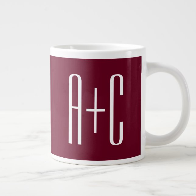 Grande Tasse Simple Couples | White & Burgundy (Droite)