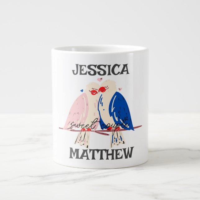 Grande Tasse simple et élégante valentine, sucrée pour couple (Devant)